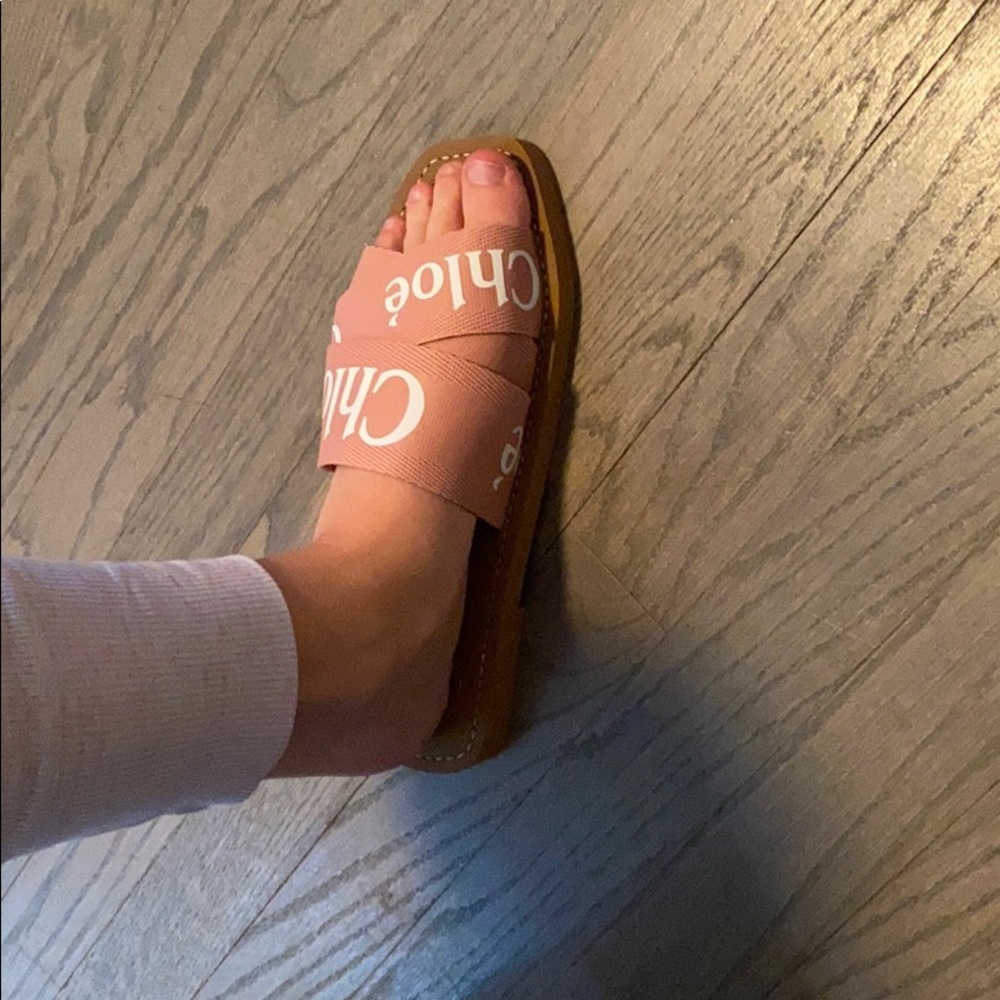 Chloe woody logo sandals slides pink - Picture 8 of 9